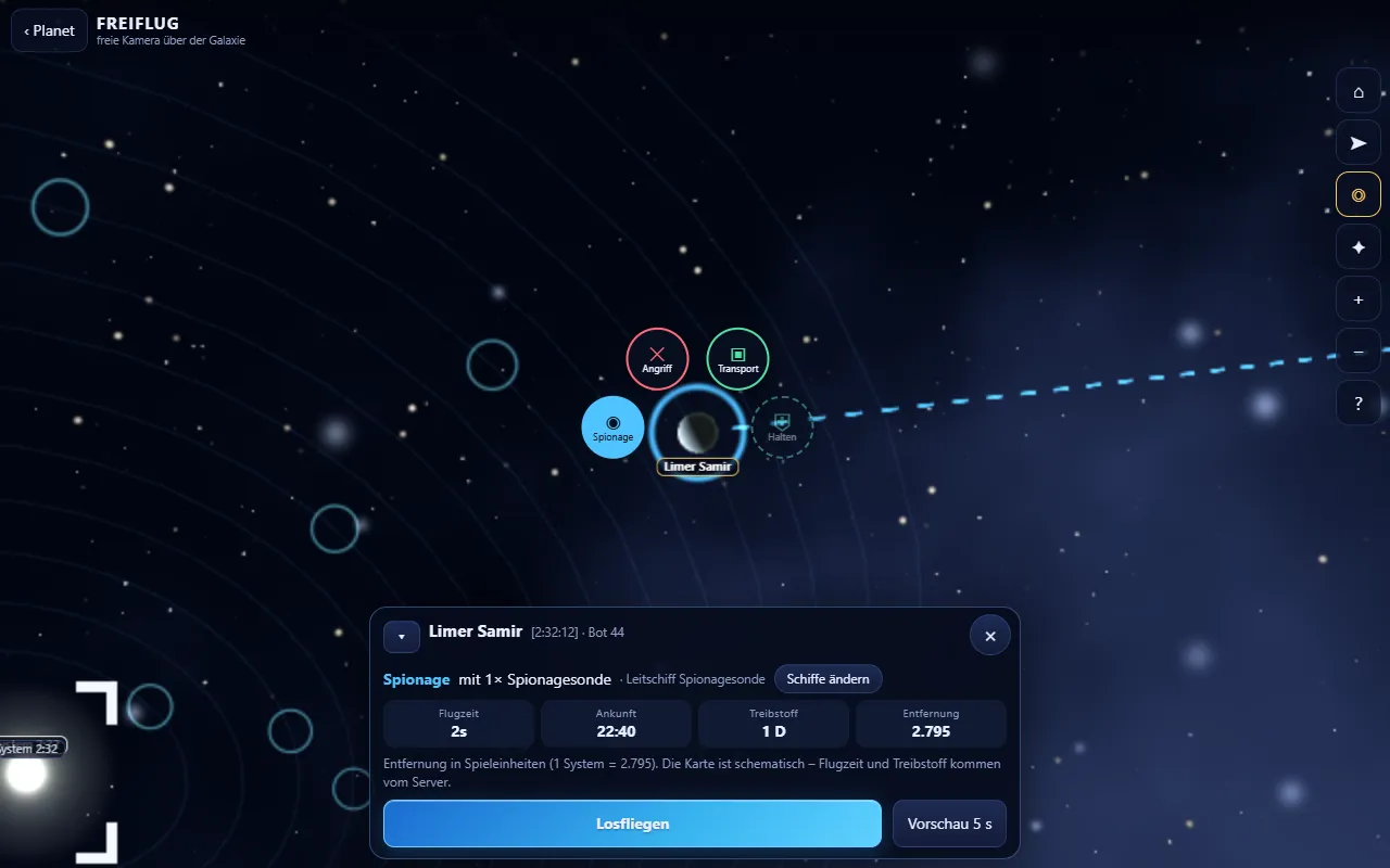 Free flight: planning a scouting route across the galaxy.